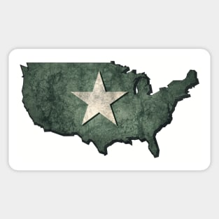 USA map in army green with bright star and grunge effect Sticker